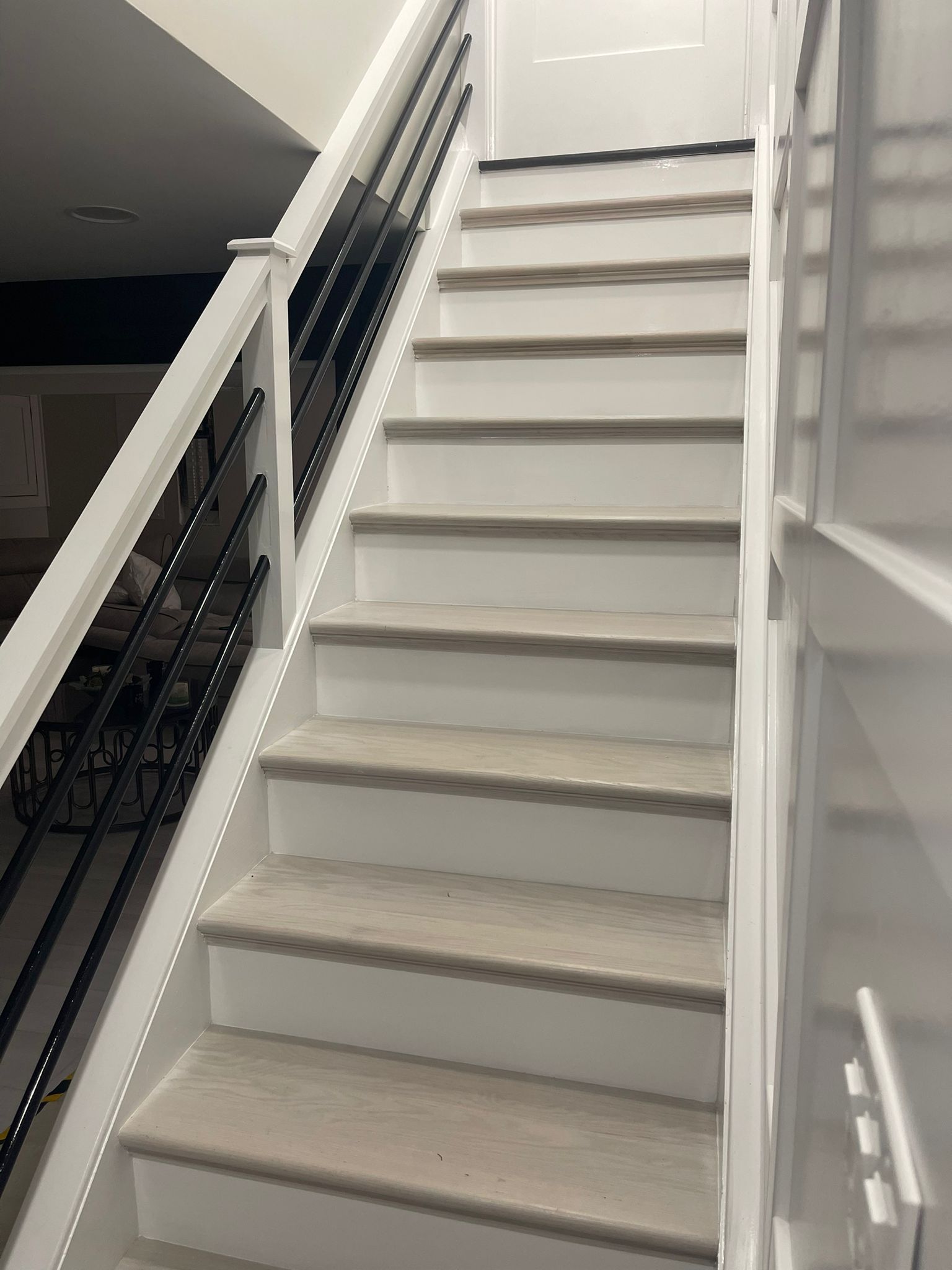 Interior stair rail painting and protection work